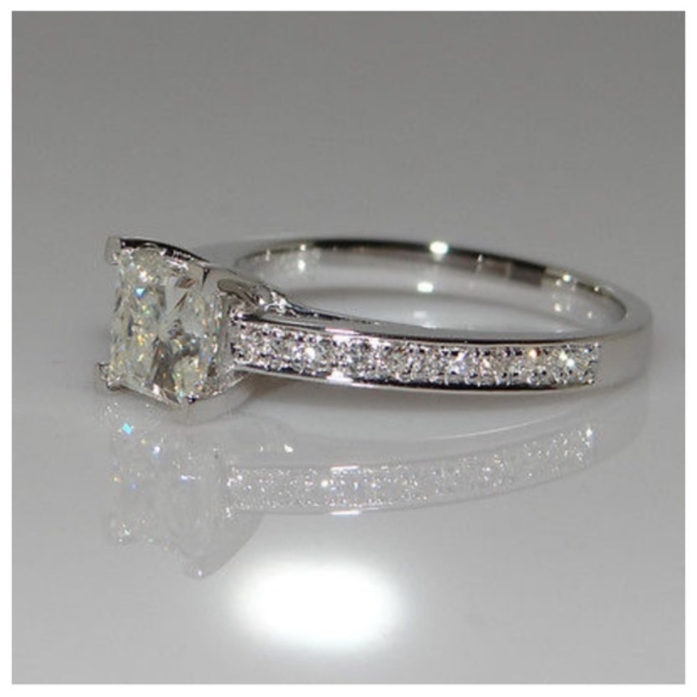 Princess Cut 925 Silver 0.76Ct Engagement CZ Ring - Picture 15 of 15